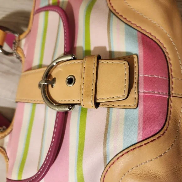 Euc Coach Hampton Y2K Multi-Colored Striped Handbag Purse - Picture 9 of 12